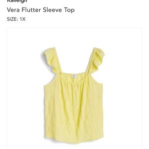 Yellow flutter sleeve shirt 1x